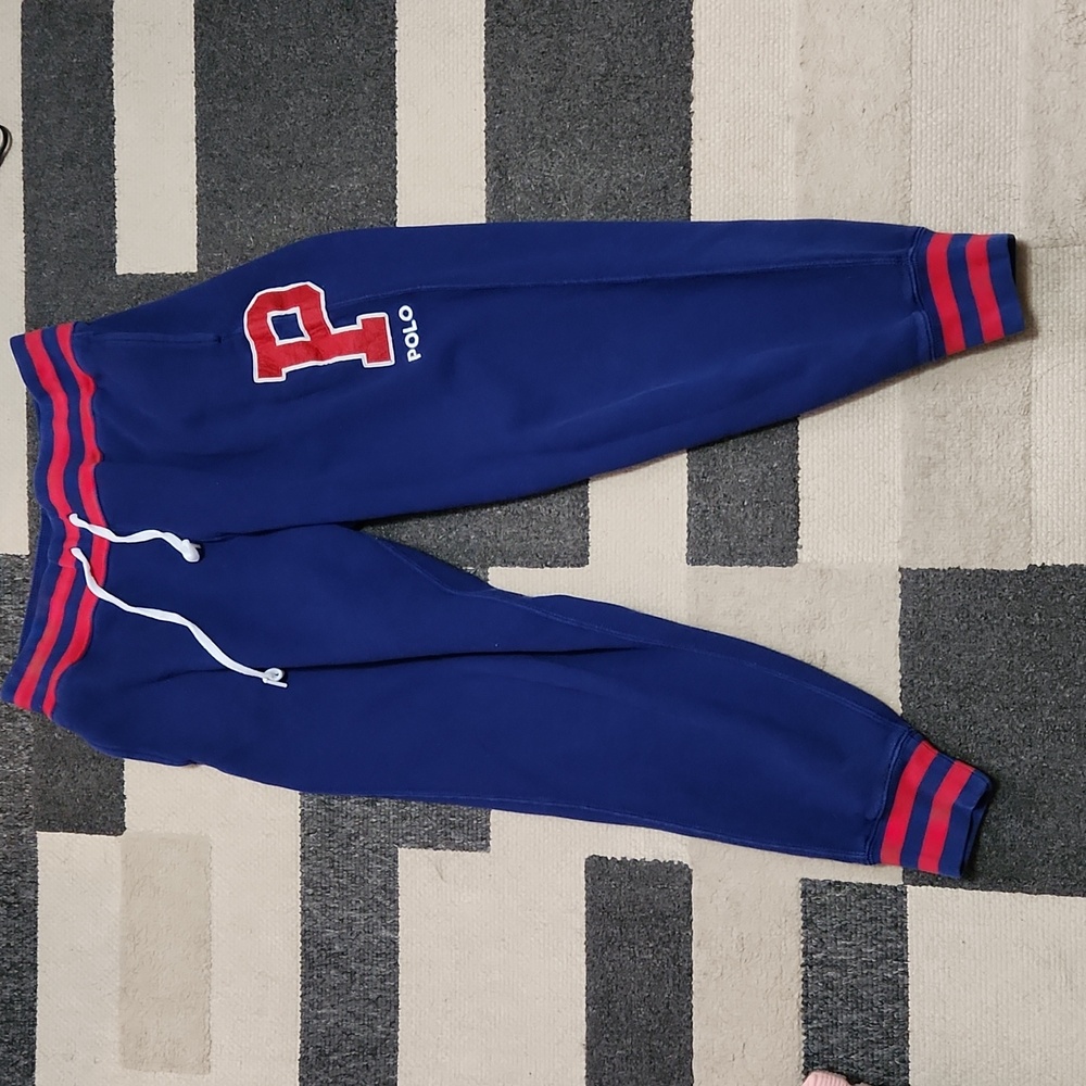 Polo Ralph Lauren Blue & Red Jogger Sweat Pants with Big P Logo
